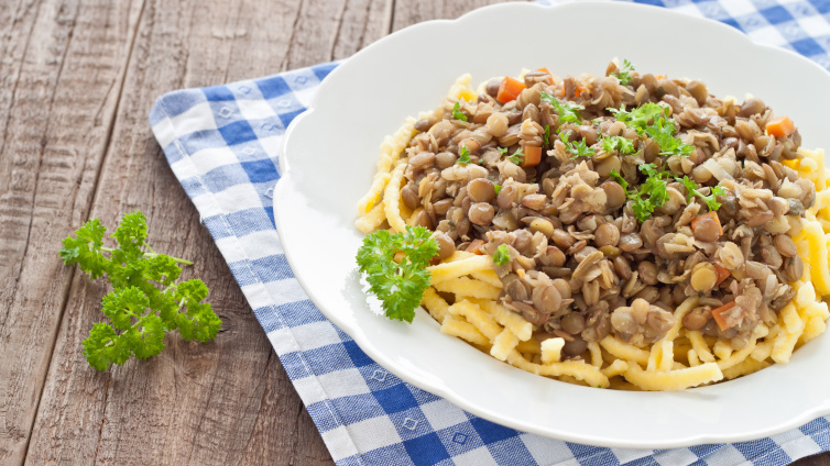 Linsen mit Spätzle