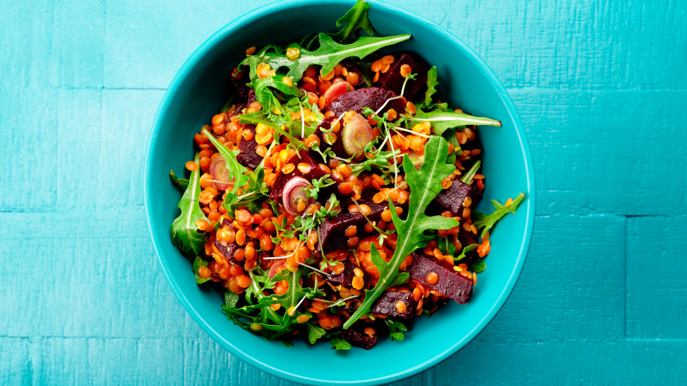 rote linsen salat mit roter beete