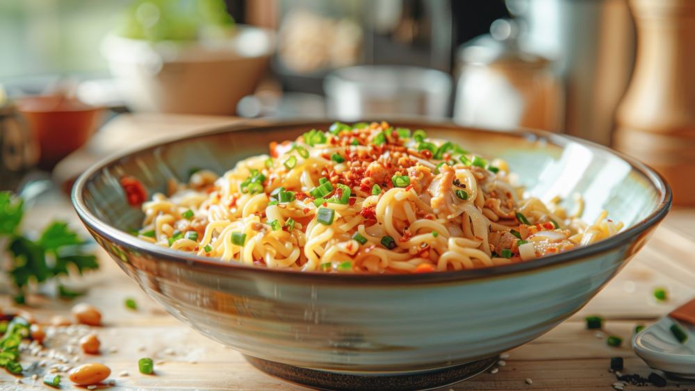 Carbonara Ramen in einer Schüssel.